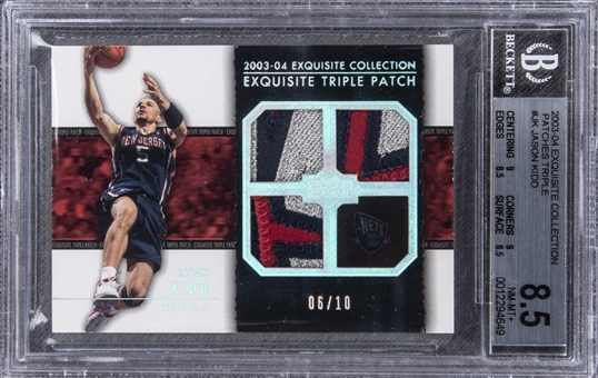 2003-04 UD "Exquisite Collection" Triple Patches #JK Jason Kidd Game Used Patch Card (#06/10) – BGS NM-MT+ 8.5